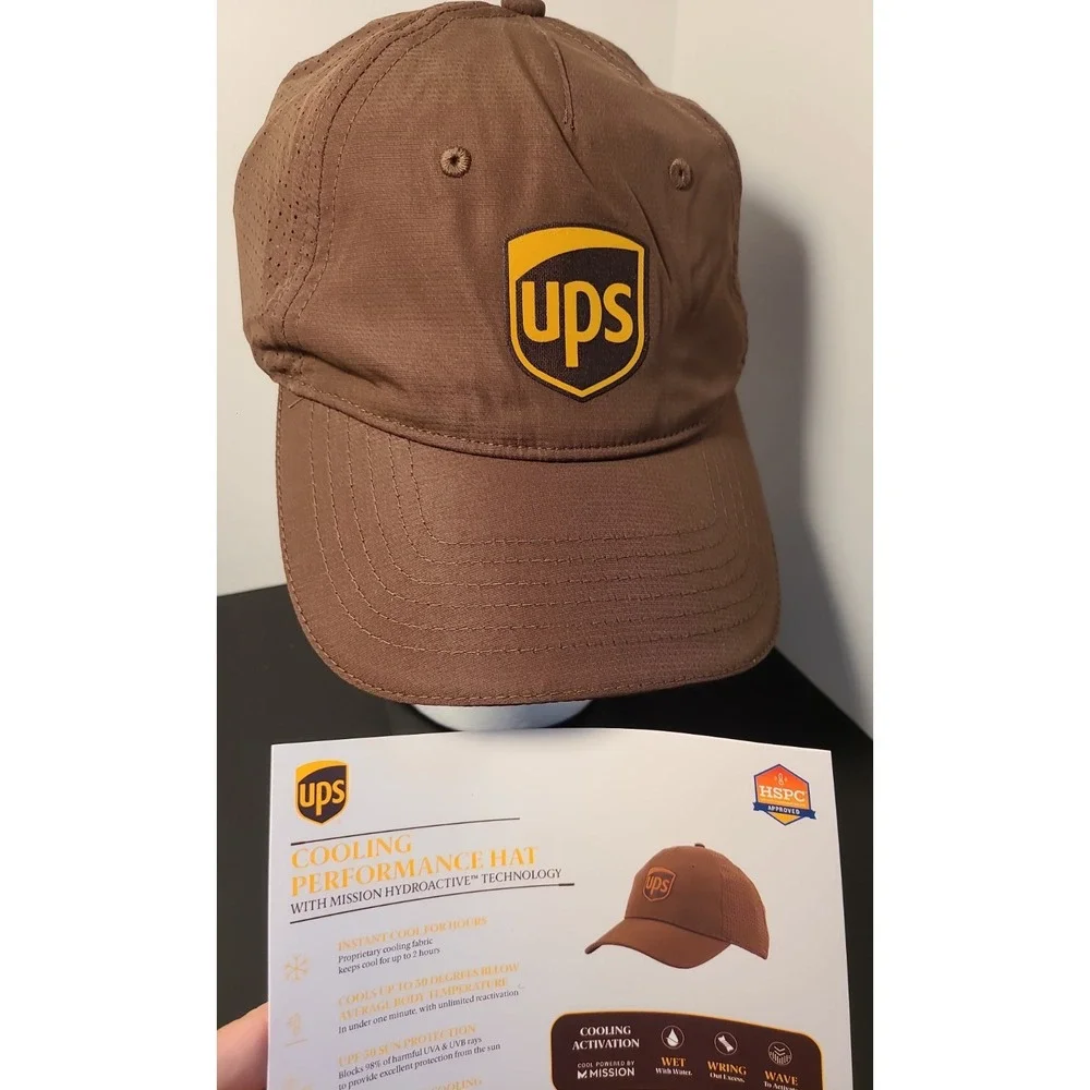 NWT UPS Front Logo Brown Hat Hook Loop Cooling Performance Lightweight NEW